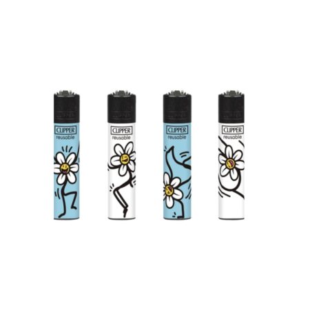 4 x Briquet Clipper Micro Dancing Daisy